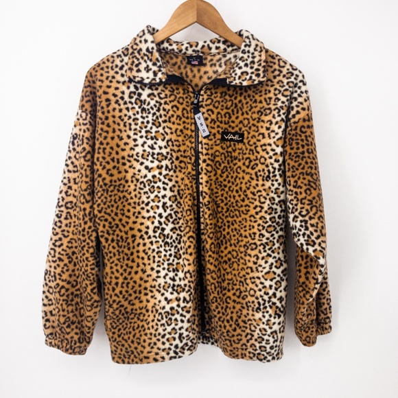 Vail Jackets & Blazers - Vail : Leopard Print Zip-Up Fleece Medium